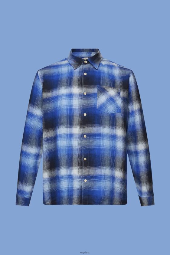Men Esprit Blue Cotton and hemp blended checquered tartan shirt Shirts XF4444715 - Image 5