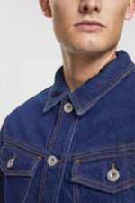 Men Esprit Blue Dark Wash Denim jacket Jackets XF4444879 - Image 3