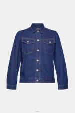 Men Esprit Blue Dark Wash Denim jacket Jackets XF4444879 - Image 5