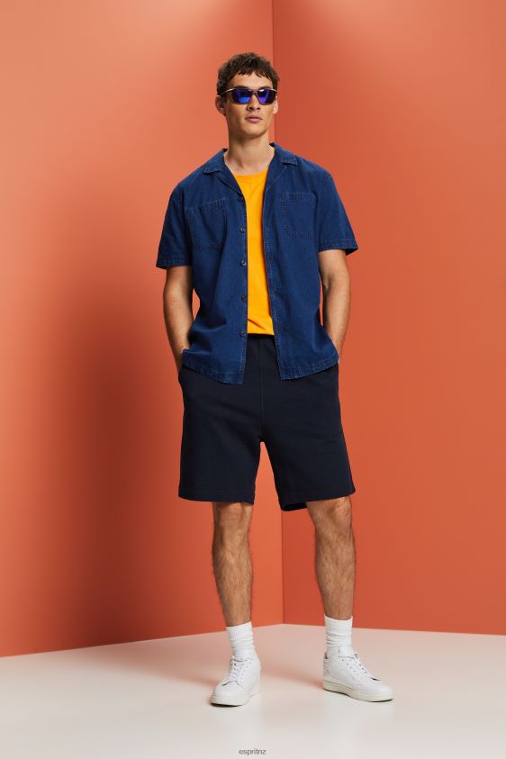 Men Esprit Blue Dark Wash Short-Sleeved Denim Shirt Shirts XF4444595 - Image 2