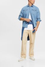 Men Esprit Blue Light Wash Denim shirt Shirts XF4444834 - Image 2