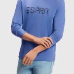 Men Esprit Blue Logo print jersey t-shirt T-Shirts XF4444867