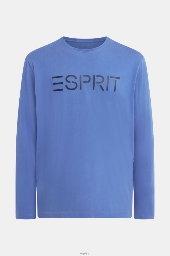 Men Esprit Blue Logo print jersey t-shirt T-Shirts XF4444867 - Image 4