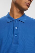 Men Esprit Blue Long sleeve pique polo shirt Polos XF4444952 - Image 3
