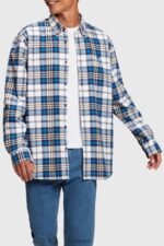 Men Esprit Blue Plaid flannel shirt Shirts XF4444793 - Image 2