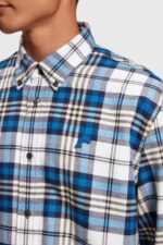 Men Esprit Blue Plaid flannel shirt Shirts XF4444793 - Image 4