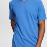 Men Esprit Blue Plain T-shirt T-Shirts XF4444931