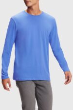 Men Esprit Blue Regular solid jersey t-shirt T-Shirts XF4444861