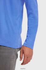 Men Esprit Blue Regular solid jersey t-shirt T-Shirts XF4444861 - Image 3