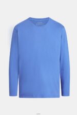 Men Esprit Blue Regular solid jersey t-shirt T-Shirts XF4444861 - Image 4