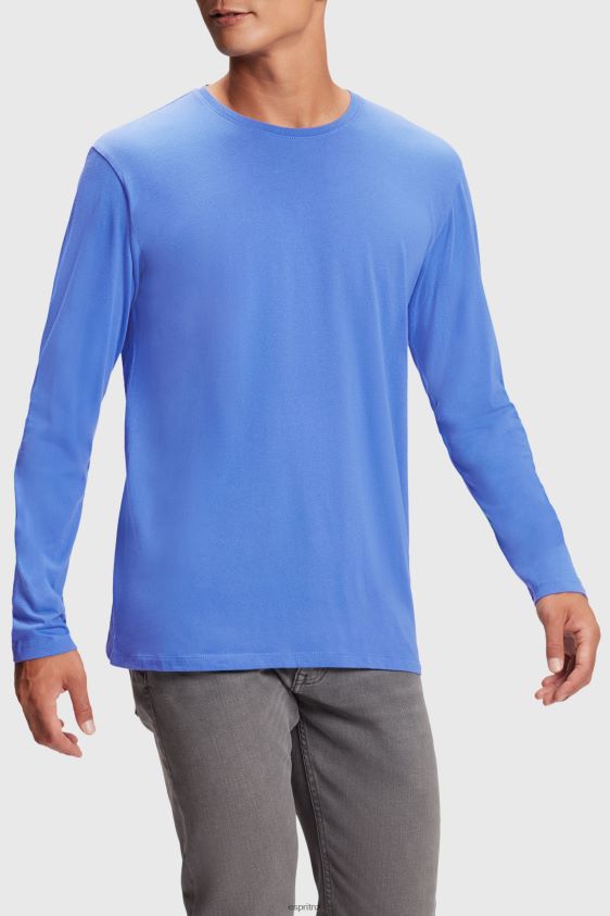 Men Esprit Blue Regular solid jersey t-shirt T-Shirts XF4444861 - Image 1