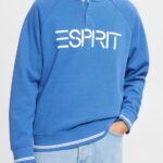 Men Esprit Blue Relaxed fit logo sweatshirt Sweatshirts & Hoodies XF4444783