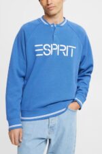 Men Esprit Blue Relaxed fit logo sweatshirt Sweatshirts & Hoodies XF4444783