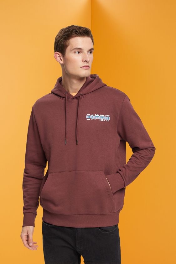 Men Esprit Bordeaux Red Hoodie with small logo print Sweatshirts & Hoodies XF4444828 - Image 1