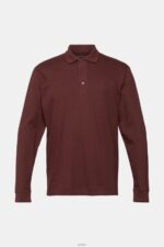 Men Esprit Bordeaux Red Long sleeve polo shirt Polos XF4444821 - Image 5
