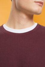 Men Esprit Bordeaux Red Waffle pique long sleeve top Long Sleeve XF4444825 - Image 3