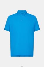 Men Esprit Bright Blue Cotton Mesh Polo Shirt Polos XF4444570 - Image 5