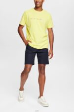 Men Esprit Bright Yellow Jersey T-shirt with an embroidered logo T-Shirts XF4444920 - Image 2