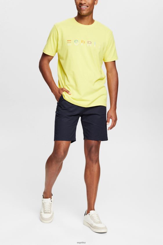 Men Esprit Bright Yellow Jersey T-shirt with an embroidered logo T-Shirts XF4444920 - Image 2