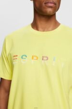 Men Esprit Bright Yellow Jersey T-shirt with an embroidered logo T-Shirts XF4444920 - Image 3