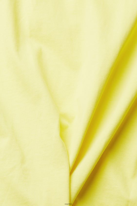 Men Esprit Bright Yellow Jersey T-shirt with an embroidered logo T-Shirts XF4444920 - Image 4