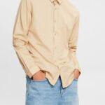 Men Esprit Cream Beige Slim fit shirt Shirts XF4444854