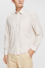Men Esprit Cream Beige Striped shirt Shirts XF4444871