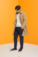 Men Esprit Dark Blue Pinstripe trousers with drawstring waistband Trousers & Pants XF4444816 - Image 2