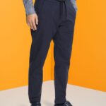 Men Esprit Dark Blue Pinstripe trousers with drawstring waistband Trousers & Pants XF4444816