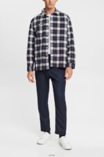 Men Esprit Dark Blue Textured suit trousers Trousers & Pants XF4444880 - Image 2