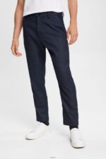 Men Esprit Dark Blue Textured suit trousers Trousers & Pants XF4444880