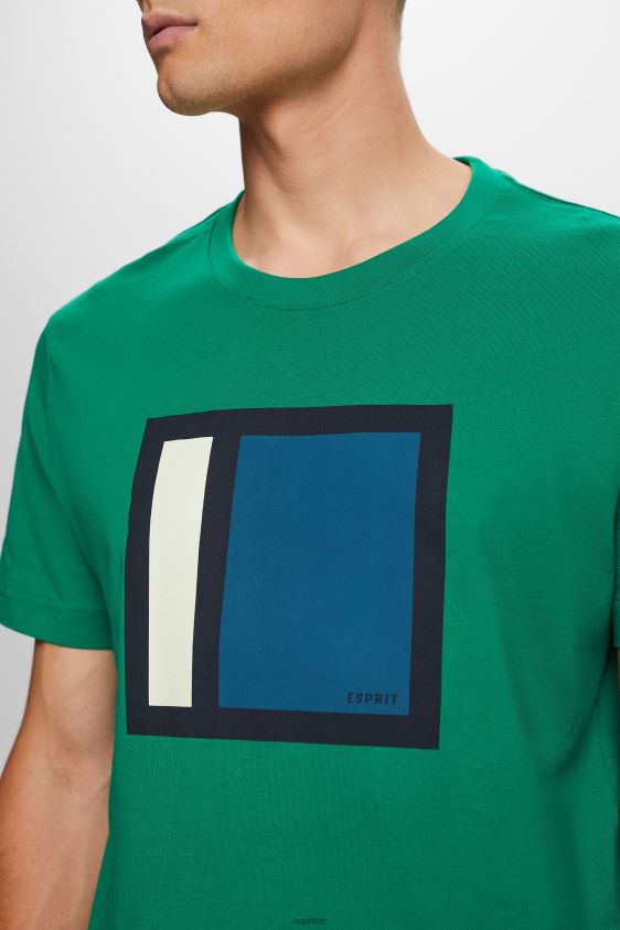 Men Esprit Dark Green Jersey T-shirt with print, 100% cotton T-Shirts XF4444584 - Image 3