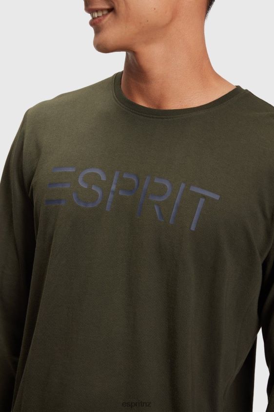 Men Esprit Dark Green Logo print jersey t-shirt T-Shirts XF4444865 - Image 2