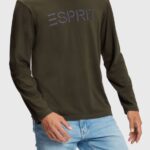 Men Esprit Dark Green Logo print jersey t-shirt T-Shirts XF4444865