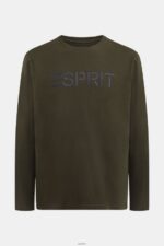 Men Esprit Dark Green Logo print jersey t-shirt T-Shirts XF4444865 - Image 4