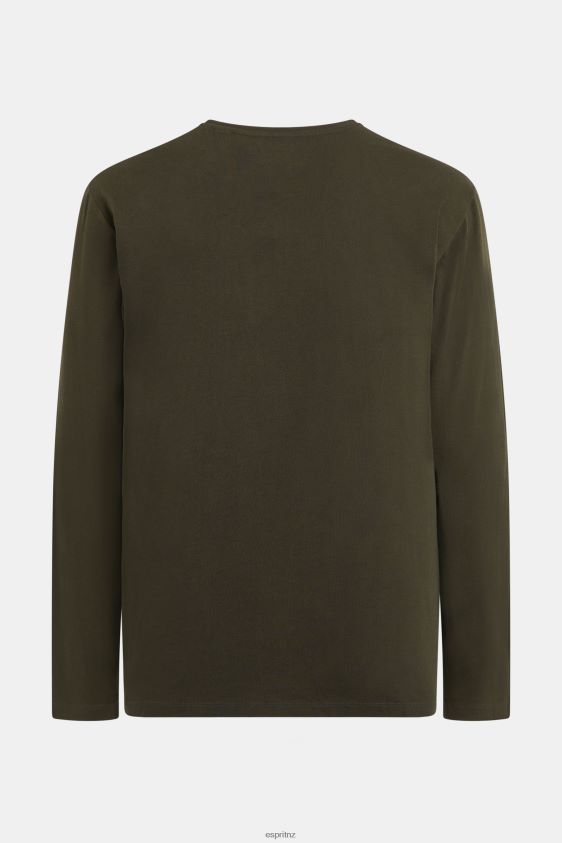 Men Esprit Dark Green Logo print jersey t-shirt T-Shirts XF4444865 - Image 5