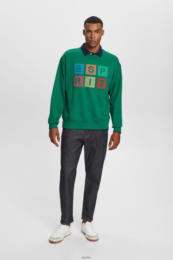 Men Esprit Dark Green Logo sweatshirt, 100% organic cotton Sweatshirts & Hoodies XF4444581 - Image 2