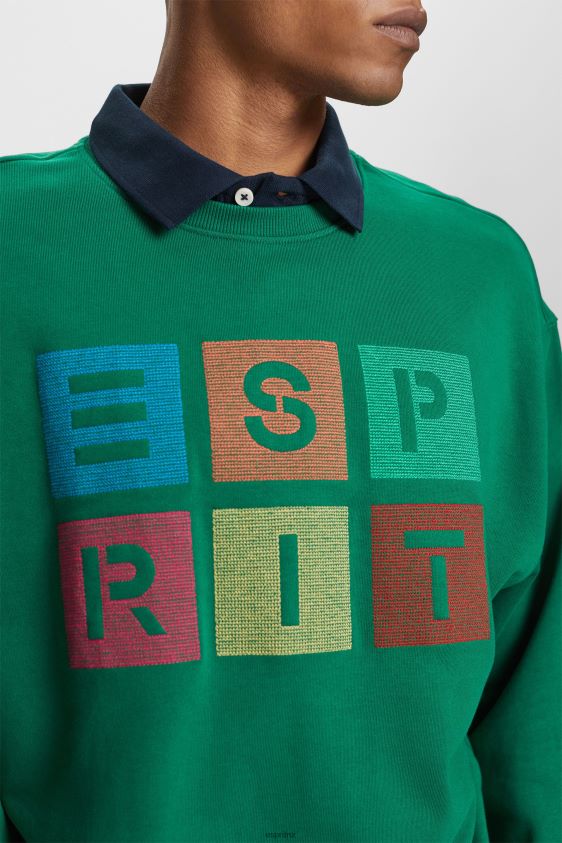 Men Esprit Dark Green Logo sweatshirt, 100% organic cotton Sweatshirts & Hoodies XF4444581 - Image 3