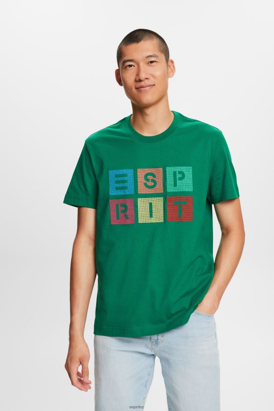 Men Esprit Dark Green Logo t-shirt, 100% cotton T-Shirts XF4444588 - Image 1
