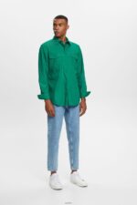 Men Esprit Dark Green Utility shirt, 100% cotton Shirts XF4444572 - Image 2