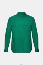 Men Esprit Dark Green Utility shirt, 100% cotton Shirts XF4444572 - Image 5