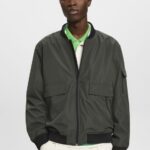 Men Esprit Dark Khaki Bomber-style jacket Jackets XF4444767