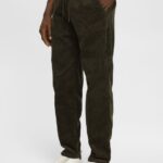Men Esprit Dark Khaki Jogger style corduroy trousers Trousers & Pants XF4444332