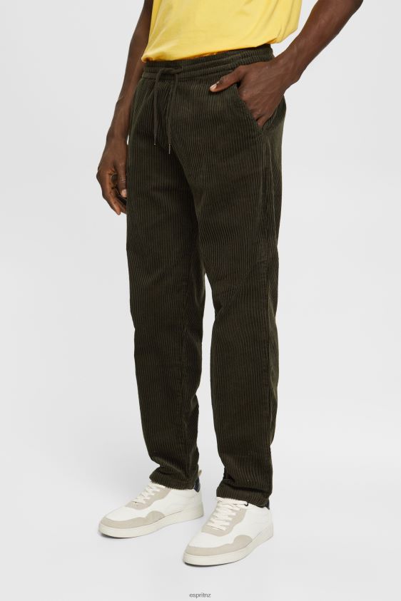 Men Esprit Dark Khaki Jogger style corduroy trousers Trousers & Pants XF4444332 - Image 1