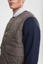 Men Esprit Dark Khaki Quilted vest Vest XF4444842 - Image 3