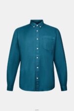 Men Esprit Dark Turquoise Button down cotton shirt Shirts XF4444813 - Image 5