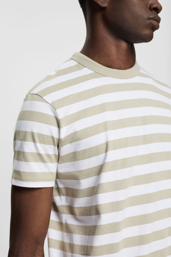 Men Esprit Dusty Green Striped crewneck T-shirt T-Shirts XF4444768 - Image 3