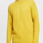 Men Esprit Dusty Yellow Jumper with herringbone pattern Sweaters XF4444830