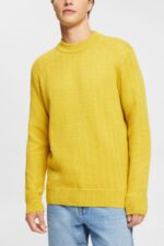 Men Esprit Dusty Yellow Jumper with herringbone pattern Sweaters XF4444830