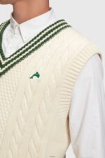 Men Esprit Emerald Green College sweater vest Sweaters XF4444811 - Image 2